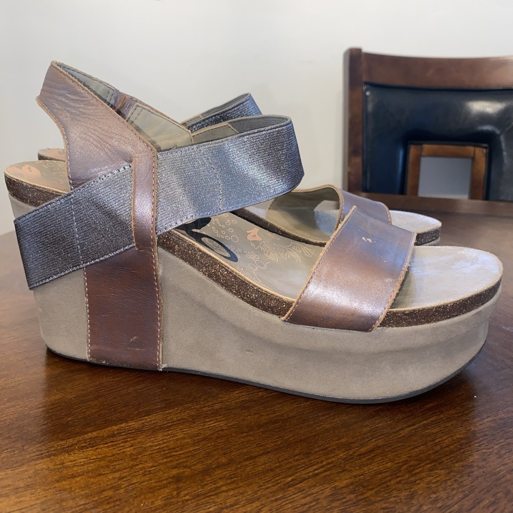 OTBT Sandals Womens 10 M Bushnell Casual Open Toe Wedge Slingback Brown-Neutral - Picture 6 of 13